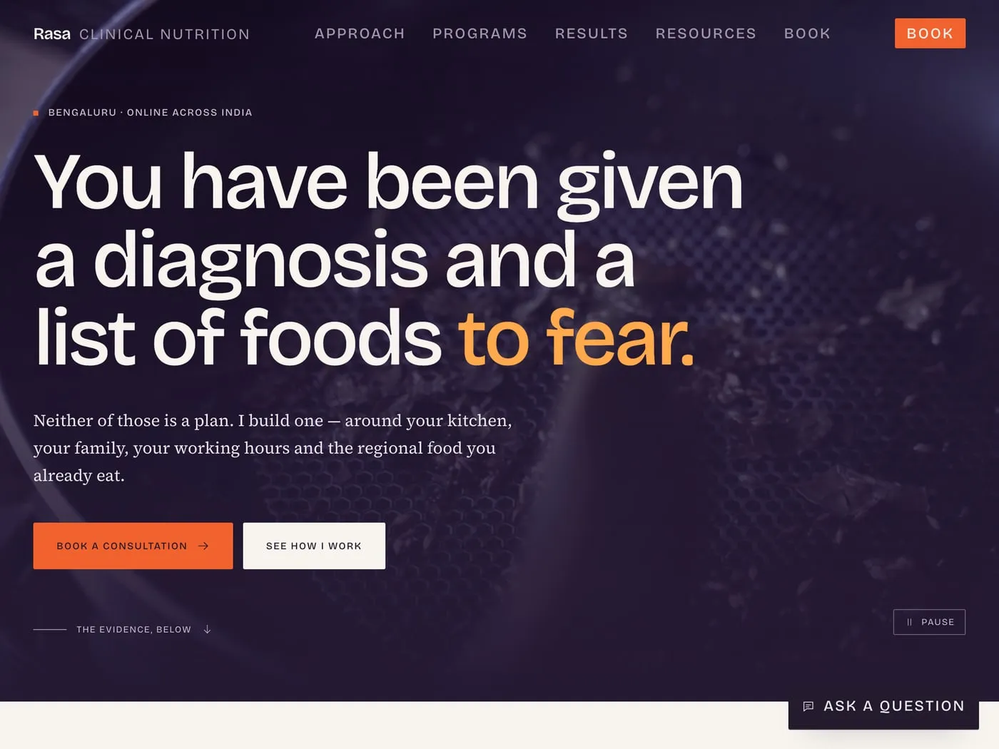 The Rasa Clinical Nutrition website