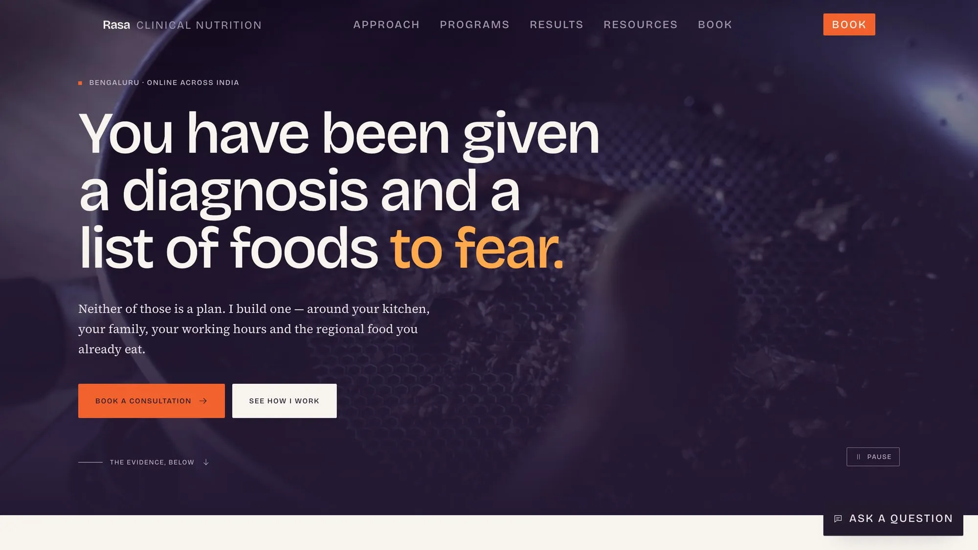 The Rasa Clinical Nutrition website